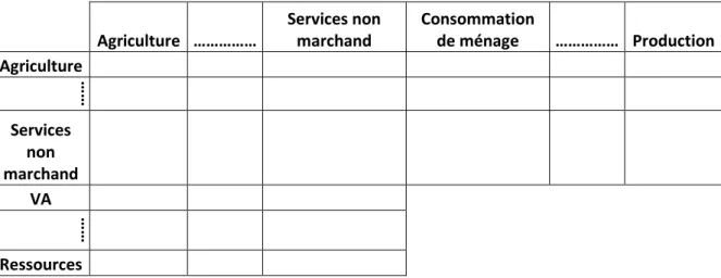 Tableau 2. Présentation du tableau entrées-sorties 