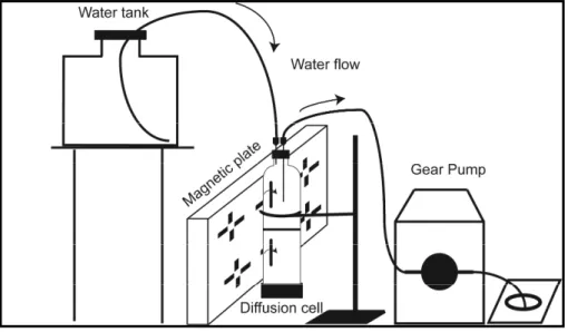 Figure 3-1. Set up of modified Stokes’ diffusion cell experiment. 