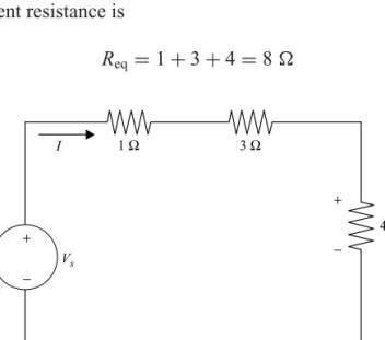 Fig. 2-10 The voltages in this circuit can be found by using voltage dividers.