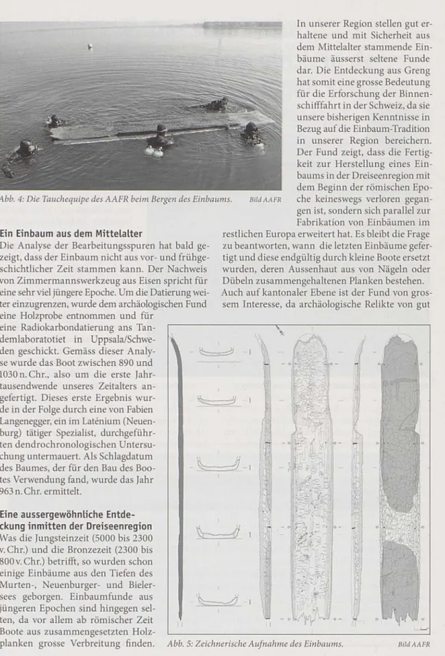 Abb. 4: Die Tauchequipe des  AAFR beim Bergen des  Einbaums.   Bild   aafr