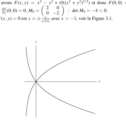 Figure 3.1 L’ensemble F(x, y) = x 2 − (1 + x)y 2 = 0