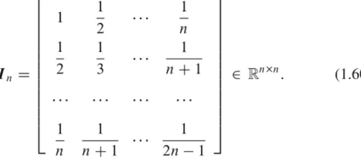 Table 1.1 The condition of Hilbert matrices