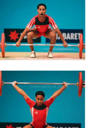 Figure 6.1  A weightlifter in action exerts fi rst a pull and then a push.