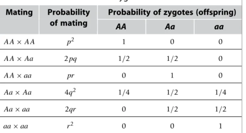 Table 2.1 The Distribution of Zygotes