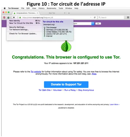 Figure 10 : Tor circuit de l’adresse IP  