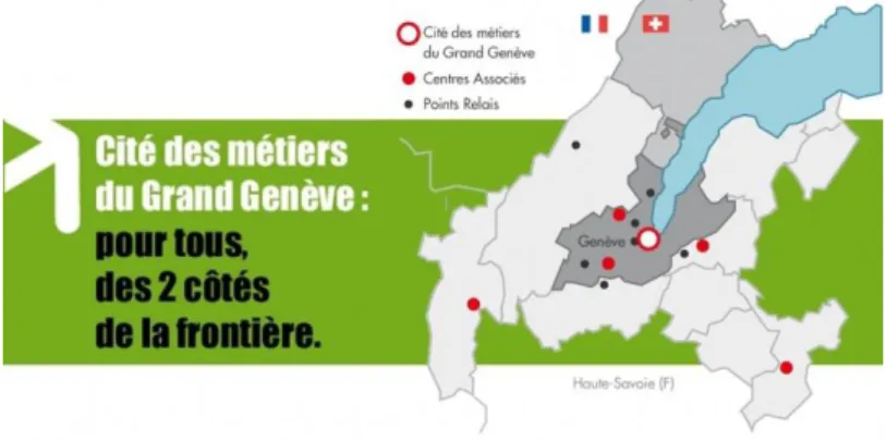 Figure 6 : Les différents points d’accès de la Cité des métiers du Grand Genève 