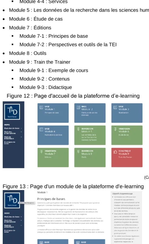 Figure 12 : Page d'accueil de la plateforme d’e-learning 