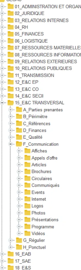 Figure 10 : Arborescence informatique du SESAC 