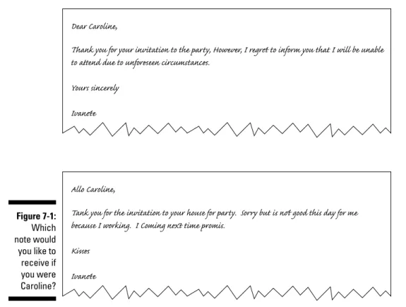 Figure 7-1:  Which  note would  you like to  receive if  you were  Caroline? Dear Caroline,