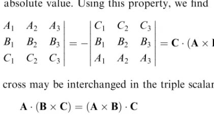 Figure 1.10. The triple scalar product of three vectors A, B, C.