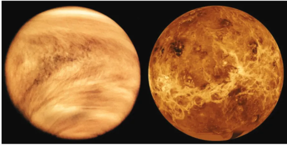 Figure 1. Left: Venus as it was seen by the UV imager of the Pioneer Venus orbiter on February 26, 1979