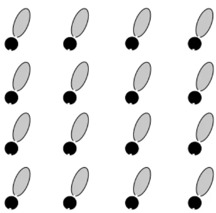 FIGURE 1.3 Crystals have identical clusters of atoms attached to lattice points in space.