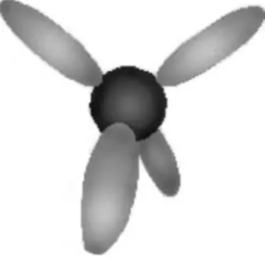 FIGURE 1.10 The hybridized s–p-orbitals have approximately 1108 between the bonding states.