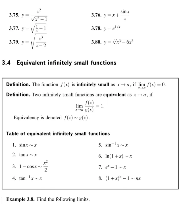 Table of equivalent infinitely small functions 1. sin x ∼ x 2. tan x ∼ x 3. 1 − cos x ∼ x 2 2 4