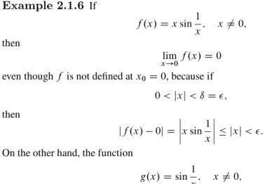 Figure 2.1.1 depicts the graph of a function for which lim x ! x 0 f .x/ exists.