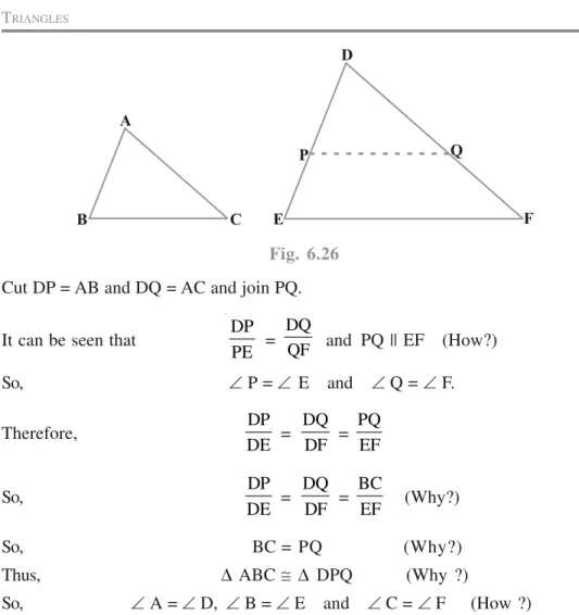 Fig. 6.26 Cut DP = AB and DQ = AC and join PQ.