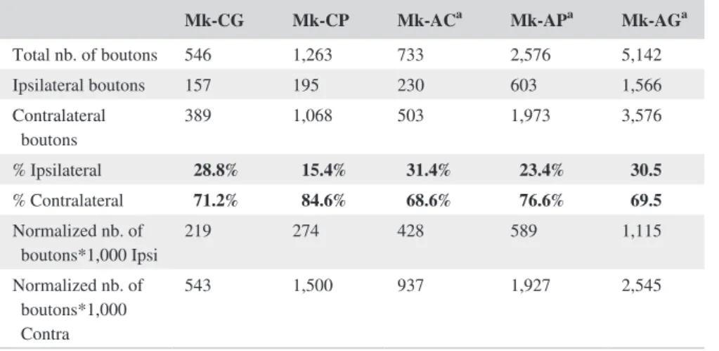 TABLE 5  Corticobulbar projections  from M1 in SCI monkeys