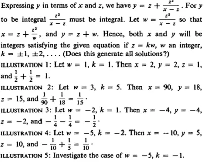 ILLUSTRATION  1:  Let  w  =  I, k  =  I.  Then  x  =  2,  y  =  2,  Z  =  I, 