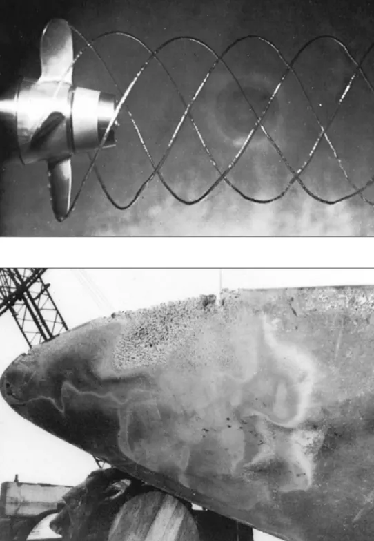Fig. 1.14 Two aspects of cavitation bubble formation in liquid flows: