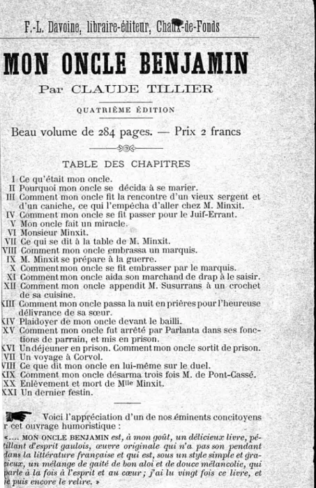 TABLE DES CHAPITRES I  Ce qu’était mon oncle.