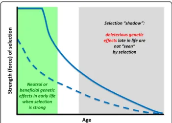 Fig. 1. Rectangularization of survival curves. Hypothetical survival curves with different degrees of ‘ rectangularization ’ (as indicated by the red arrow): increasing ‘ rectangularization ’ implies a high, constant probability of survival to a very advan