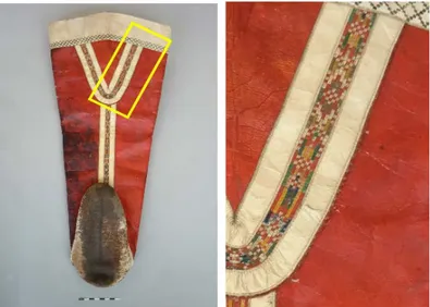 Figure 4- Détail de la mosaïque de cuir des bottes rouges Inuites. 