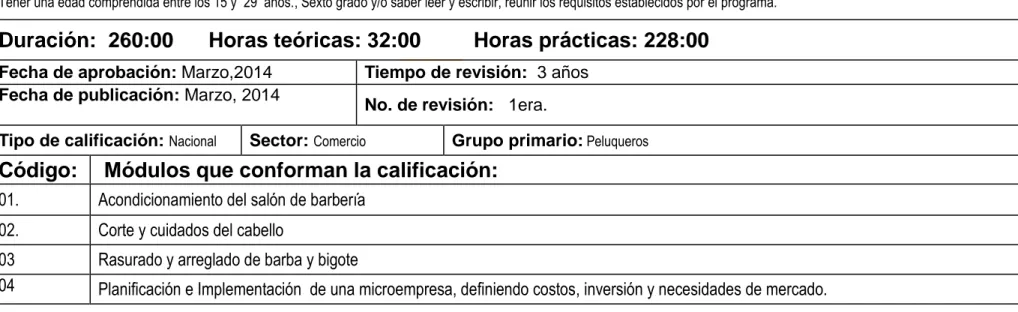 CUADRO PROGRAMA POR  COMPETENCIA LABORAL 