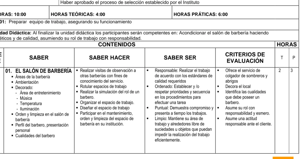 CUADRO PROGRAMA POR  COMPETENCIA LABORAL 