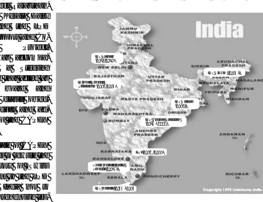 Figure 2 shows the location of the eight projects included in the CAPEX exercise: the  Indo-Swiss Projects Kerala, Punjab, Andhra Pradesh, Sikkim, Orissa, the Indo-Swiss Goat Project Rajasthan,