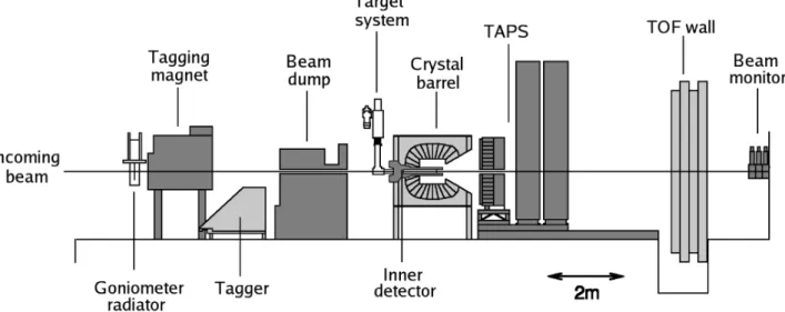Fig. 3. Overview of the experimental setup at the ELSA accelerator.