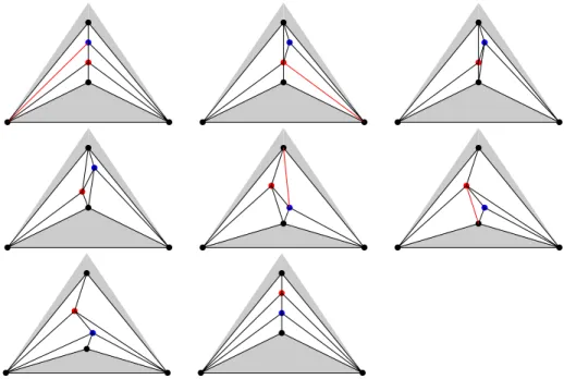 Fig. 4 (Color online) Exchanging blue and red in the stem of the Christmas tree by a sequence of moves.