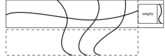 Fig. 2 The diagonal of a probe P (top) and the rectangle P ↓ (bottom) pierced by vertical stabbers of P