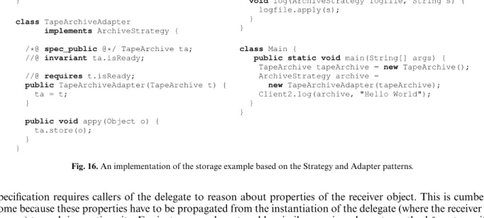 Fig. 16. An implementation of the storage example based on the Strategy and Adapter patterns.