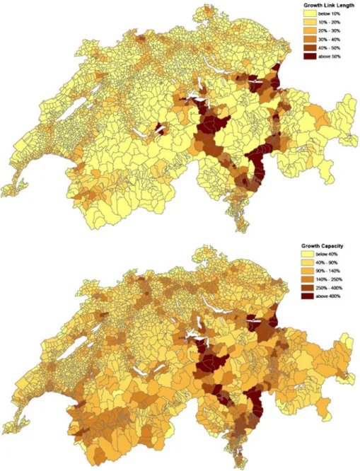 Fig. 8 Growth of road length and capacity (Switzerland, 1950 – 2000)