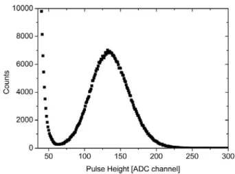 Fig. 12. Pulse-height spectrum of the detector in guide South.