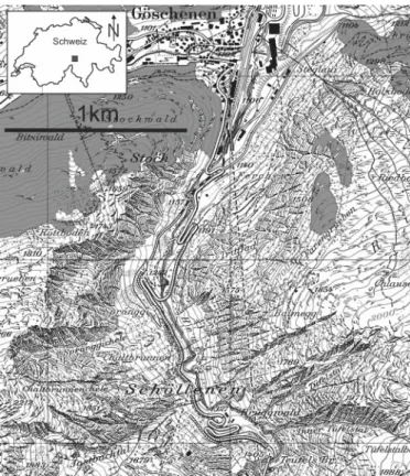 Fig. 3.  Geologischer Überblick: Die Schöllenen  am Südrand des Zentralen Aaregranits (Labhart  2001, leicht angepasst).