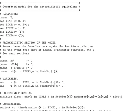 Fig. 3 The deterministic equivalent problem in ampl