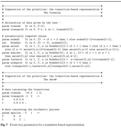 Fig. 7 Event tree parameters for a transition-based representation