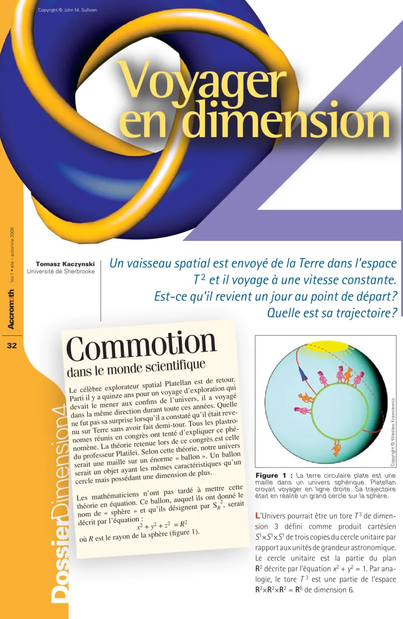 Figure  1  :  La  terre  circulaire  plate  est  une  maille  dans  un  univers  sphérique