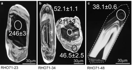 Fig. 7 Cathodoluminescence images of zircon crystals from the amphibolitized eclogite of West Rhodope