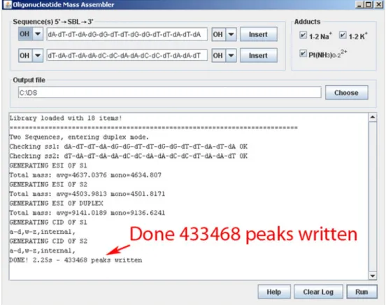 Table S1 gives an overview of the results obtained by processing the MS/MS data of the platinated  double-stranded DNA with different settings