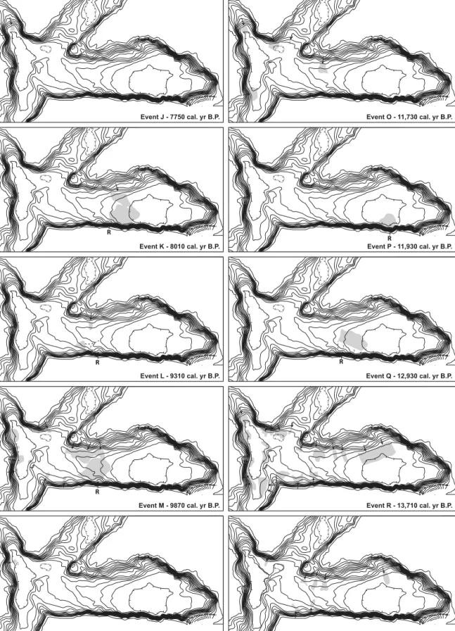 Fig. 6. part 2 Event S - 14,590 cal. yr B.P.? Event R - 13,710 cal. yr B.P.??Event Q - 12,930 cal