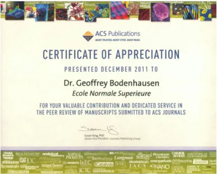 Figure 2. A superb Certificate of Appreciation of the ACS in recognition for writing referee reports.