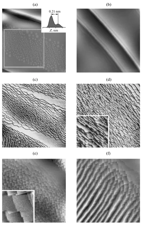 Fig. 2. In situ STM images of Pt(100)(1  ×  1) surfaces obtained in 0.1 M H 2 SO 4  at E = 0.100 V