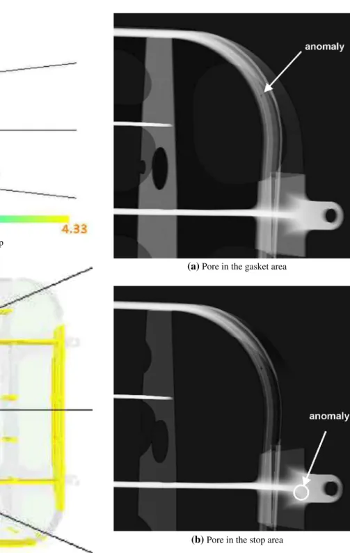 Fig. 14 Thickness (a) and coverage (b) maps for a particular radiographic inspection conﬁguration of the Boeing 757 EE access door