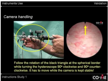 Fig. 2 Screenshot from the self-paced teaching presentation explain- explain-ing correct camera handlexplain-ing