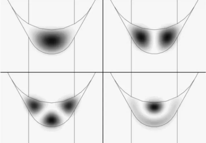 Fig. 5 The probability density of the lowest conduction subband states of the GaAs quantum wire, calculated using k · p 8 × 8