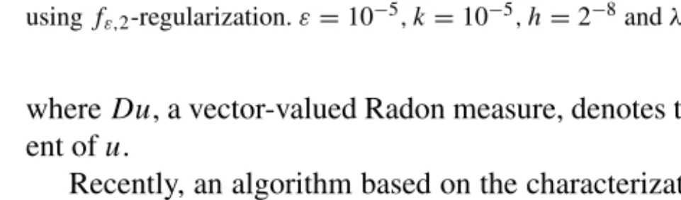 Fig. 3. The initial noisy image and two smoothed samples at times t = 5 · 10 − 4 ,10 − 3 using f ε,2 -regularization