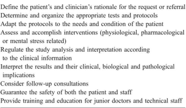 Table 1 Responsibilities of the nuclear medicine specialist