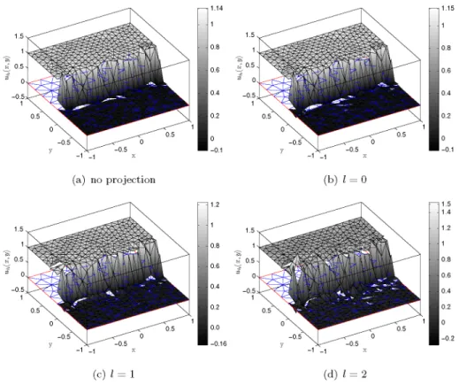 Fig. 2 The approximations of the solution of the problem (6.1) for fixed mesh and polynomial order p = 5.